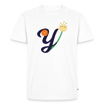 Elegant letter 'Y' with flowers - Men's Premium Organic T-Shirt - white - Front - Nico (187cm)