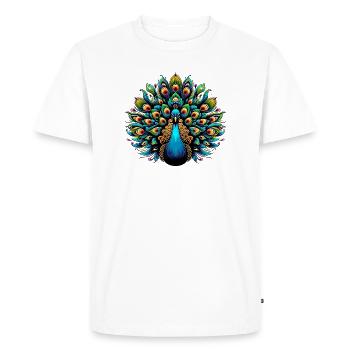 Peacock - Men's Premium Organic T-Shirt - white - Front - Nico (187cm)