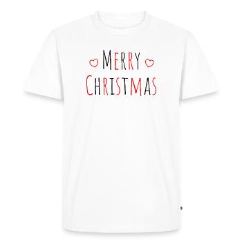Noël Joyeux Noël coeur rouge noir - T-shirt Premium bio Homme - blanc - Devant - Nico (187cm)