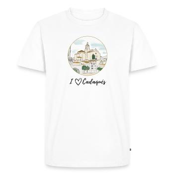 I love Cadaqués Watercolor - Men's Premium Organic T-Shirt - white - Front - Nico (187cm)