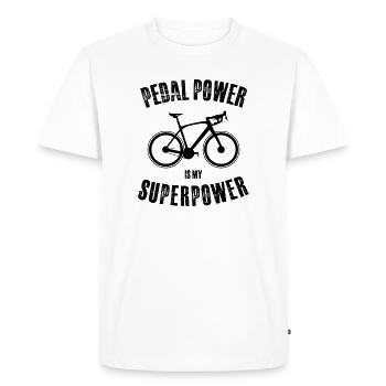 La puissance de la pédale est mon superpouvoir - T-shirt Premium bio Homme - blanc - Devant - Nico (187cm)