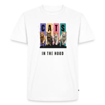 Chats dans le capot - T-shirt Premium bio Homme - blanc - Devant - Nico (187cm)