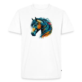 Cheval - T-shirt Premium bio Homme - blanc - Devant - Nico (187cm)