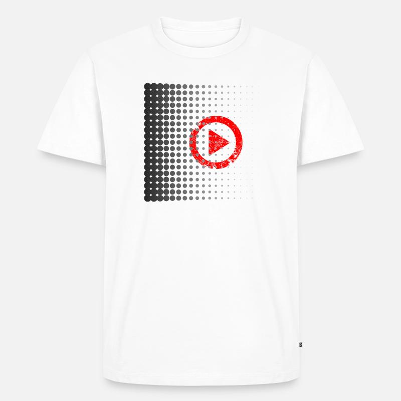Halftone Play Button Retro - Männer Premium Bio T-Shirt - Weiß