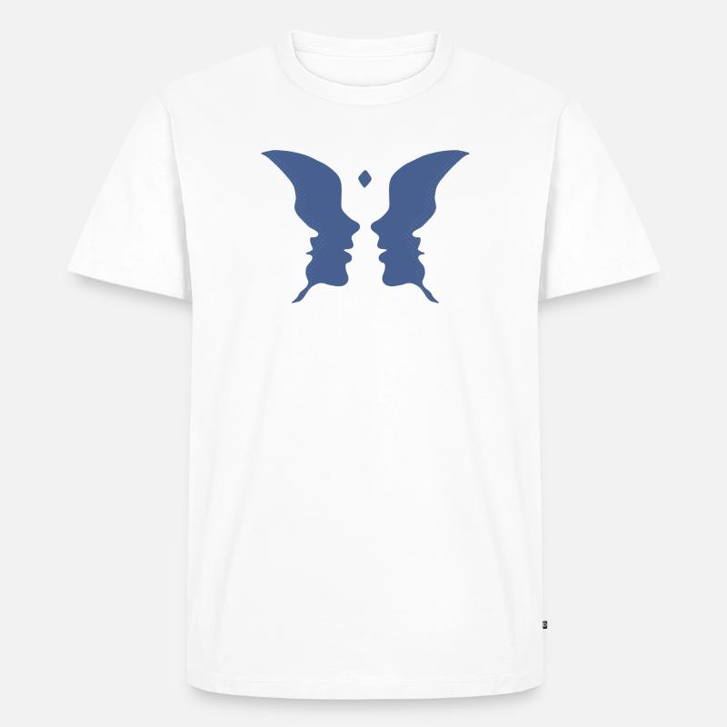Küssende Gesichter oder ein Schmetterling - Männer Premium Bio T-Shirt - Weiß