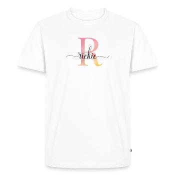 L | Monogramme | Nom | Rieke |Aquarelle - T-shirt Premium bio Homme - blanc - Devant - Nico (187cm)