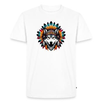 American Indian Wolf American Redskin - Men's Premium Organic T-Shirt - white - Front - Nico (187cm)