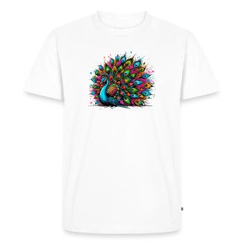 Peacock - Men's Premium Organic T-Shirt - white - Front - Nico (187cm)