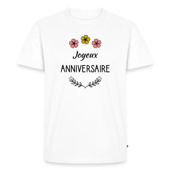 1. 1 AN. 1er ANNIVERSAIRE. ANNIVERSAIRE 1 AN - T-shirt Premium bio Homme - blanc - Devant - Nico (187cm)