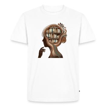 Tête de livres Illustration Pensée Connaissance - T-shirt Premium bio Homme - blanc - Devant - Nico (187cm)