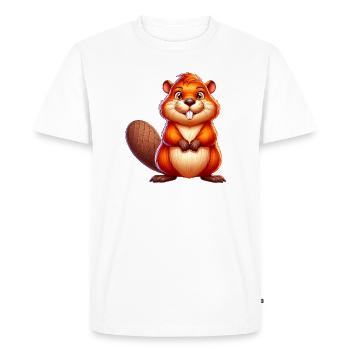 Beaver - Men's Premium Organic T-Shirt - white - Front - Nico (187cm)