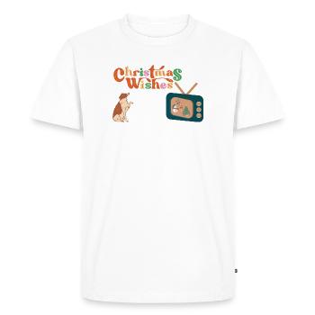 Chien devant la télé - T-shirt Premium bio Homme - blanc - Devant - Nico (187cm)