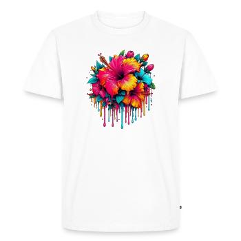 Fleurs d’hibiscus - T-shirt Premium bio Homme - blanc - Devant - Nico (187cm)