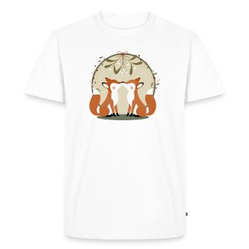 Foxes in love kissing under the mistletoe - Men's Premium Organic T-Shirt - white - Front - Nico (187cm)