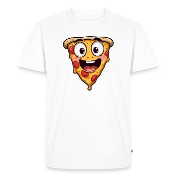 Happy Pizza Face Funny Art - Men's Premium Organic T-Shirt - white - Front - Nico (187cm)
