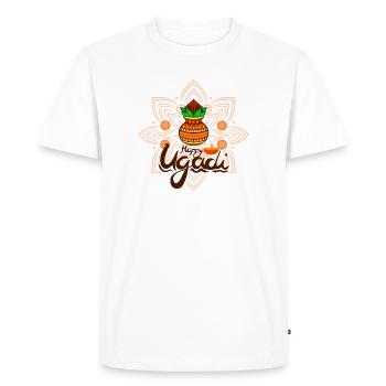 Happy Ugadi - Celebrate the new beginning with joy - Men's Premium Organic T-Shirt - white - Front - Nico (187cm)
