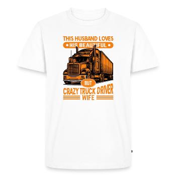 Camionneur Fou et Épouse Passionnée - T-shirt Premium bio Homme - blanc - Devant - Nico (187cm)