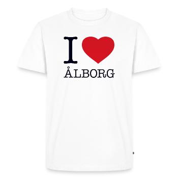 I LOVE ALBORG - Men's Premium Organic T-Shirt - white - Front - Nico (187cm)