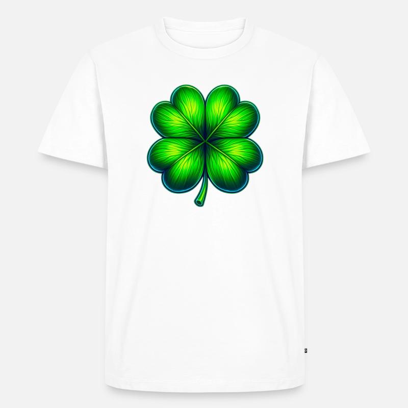 Vierblättriges Kleeblatt - Männer Premium Bio T-Shirt - Weiß