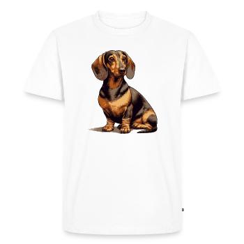 Sitting Dachshund - Men's Premium Organic T-Shirt - white - Front - Nico (187cm)