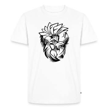 🖤 Stylish Rooster Head – Sketching Design - Men's Premium Organic T-Shirt - white - Front - Nico (187cm)
