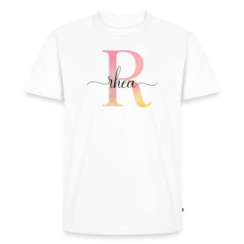 L | Monogramme | Nom | Nandou |Aquarelle - T-shirt Premium bio Homme - blanc - Devant - Nico (187cm)