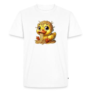 Sweet Duck Spaghetti Spill Italian - Men's Premium Organic T-Shirt - white - Front - Nico (187cm)