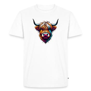 Scottish Highland Cow - Men's Premium Organic T-Shirt - white - Front - Nico (187cm)