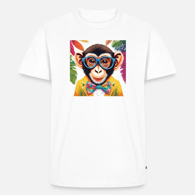 Lebendiger Affe in stilvoller Kleidung - Männer Premium Bio T-Shirt - Weiß