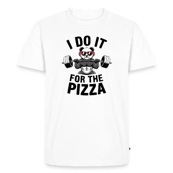 Je le fais pour le bodybuilder Pizza Barbell - T-shirt Premium bio Homme - blanc - Devant - Nico (187cm)