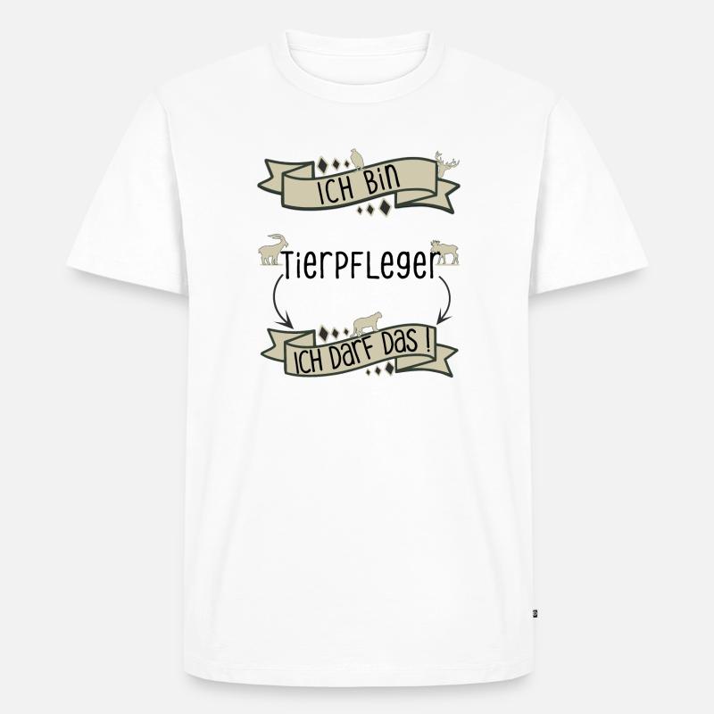 Lustiger Tierpfleger Spruch - ich darf das! - Männer Premium Bio T-Shirt - Weiß