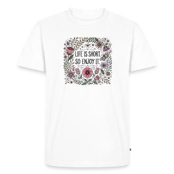 La vie est courte, alors profitez-en - T-shirt Premium bio Homme - blanc - Devant - Nico (187cm)