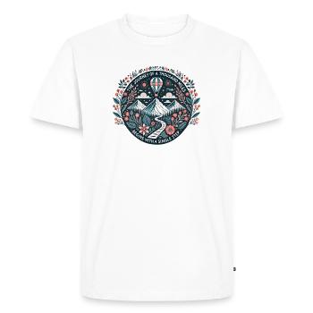 Le voyage de mille kilomètres commence par 1 pas - T-shirt Premium bio Homme - blanc - Devant - Nico (187cm)