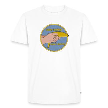 Reste en bas Ne bouge pas Banane drôle - T-shirt Premium bio Homme - blanc - Devant - Nico (187cm)