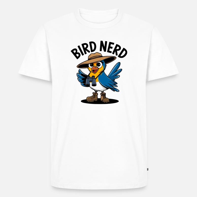 Vogel-Nerd-Entdecker - Männer Premium Bio T-Shirt - Weiß
