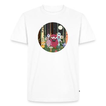 Groupe heureux de monstres dans la forêt magique - T-shirt Premium bio Homme - blanc - Devant - Nico (187cm)