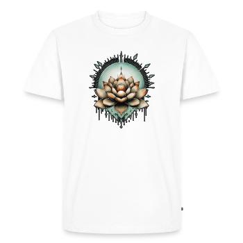 Meditative elegance. Exquisite lotus flower - Men's Premium Organic T-Shirt - white - Front - Nico (187cm)