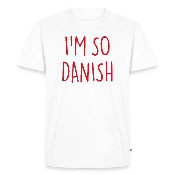 JE SUIS TELLEMENT DANOIS Danemark Dänemark - T-shirt Premium bio Homme - blanc - Devant - Nico (187cm)