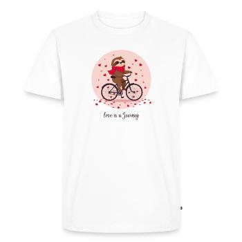 « L’amour est un voyage » paresseux sur cœur vélo coeurs - T-shirt Premium bio Homme - blanc - Devant - Nico (187cm)