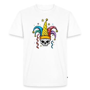 Skull with fool's cap for carnival - Men's Premium Organic T-Shirt - white - Front - Nico (187cm)