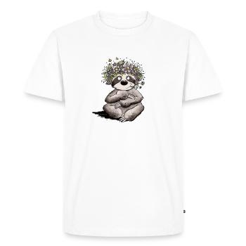 Flowers sloth in spring - Men's Premium Organic T-Shirt - white - Front - Nico (187cm)