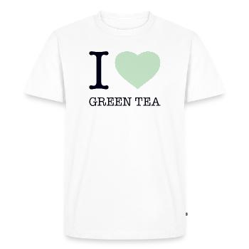 I LOVE GREEN TEA - Men's Premium Organic T-Shirt - white - Front - Nico (187cm)