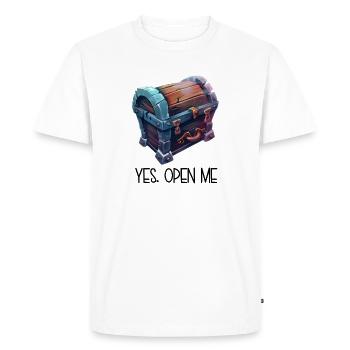 Old Treasure Chest – YES OPEN ME Cartoon - Men's Premium Organic T-Shirt - white - Front - Nico (187cm)