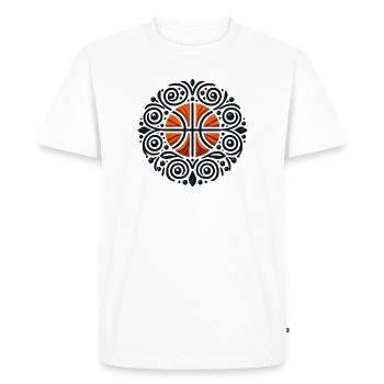 Motif d’ornement de basket-ball orange - T-shirt Premium bio Homme - blanc - Devant - Nico (187cm)