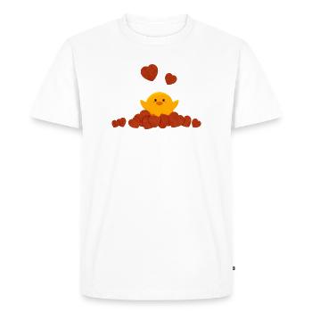 Petit canard entouré de cœurs - T-shirt Premium bio Homme - blanc - Devant - Nico (187cm)