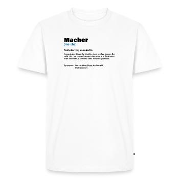 Faiseurs – Le patron parmi les faiseurs - T-shirt Premium bio Homme - blanc - Devant - Nico (187cm)