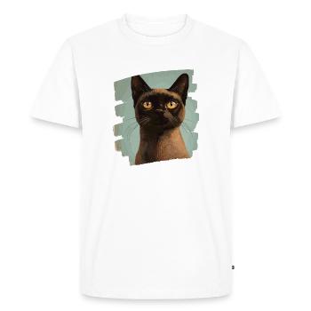Burmese Burma Cat Retro - Men's Premium Organic T-Shirt - white - Front - Nico (187cm)