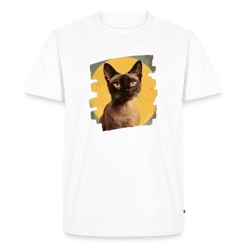 Burmese Burma Cat Retro - Men's Premium Organic T-Shirt - white - Front - Nico (187cm)