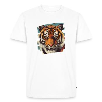 Tiger Retro - Men's Premium Organic T-Shirt - white - Front - Nico (187cm)