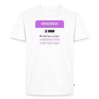 Vendredi - Le Grain de mon chat et moi - T-shirt Premium bio Homme - blanc - Devant - Nico (187cm)